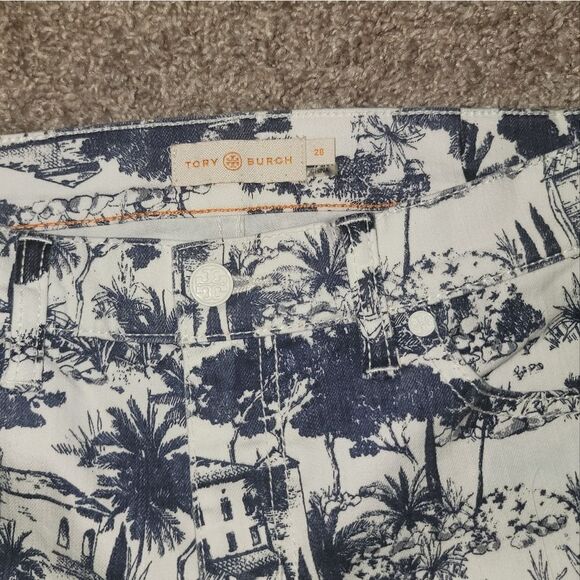 Tory Burch Tropical Toile Print Straight Leg Crop Jeans Size 28 (6-8) - Picture 7 of 10